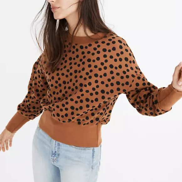 Madewell Sweaters - Madewell Pleat-Sleeve Sweatshirt in Leopard Dot size medium